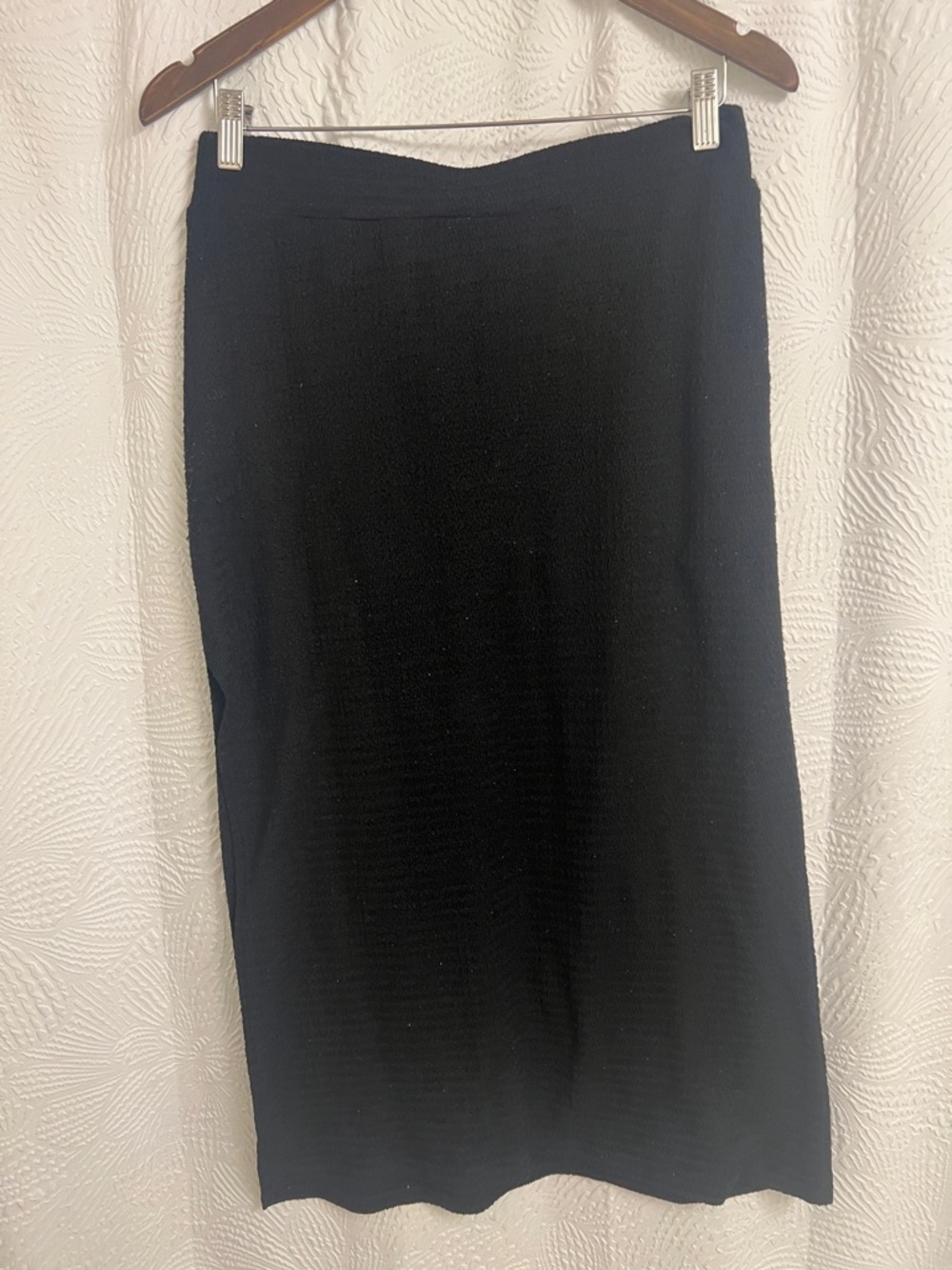 SHEIN Black Ribbed Knit Midi Skirt
